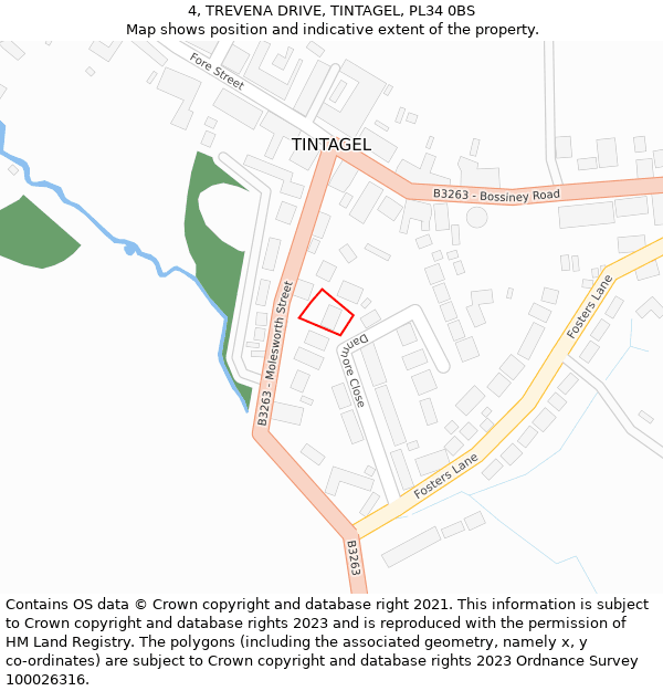 4, TREVENA DRIVE, TINTAGEL, PL34 0BS: Location map and indicative extent of plot