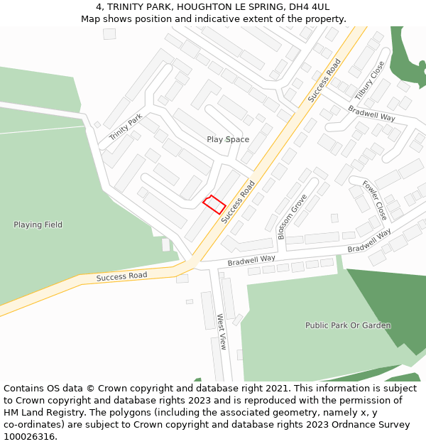 4, TRINITY PARK, HOUGHTON LE SPRING, DH4 4UL: Location map and indicative extent of plot