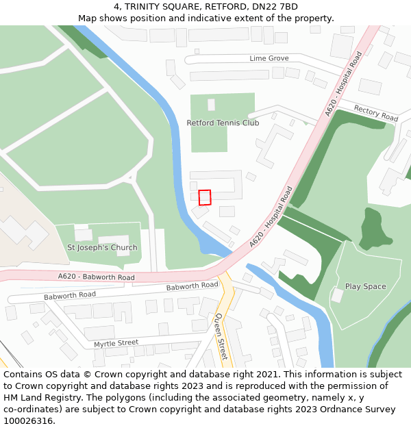 4, TRINITY SQUARE, RETFORD, DN22 7BD: Location map and indicative extent of plot