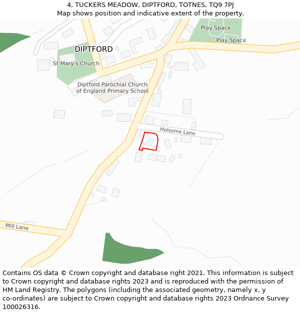 4, TUCKERS MEADOW, DIPTFORD, TOTNES, TQ9 7PJ: Location map and indicative extent of plot