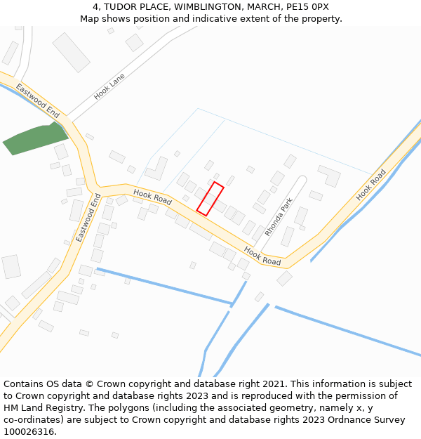 4, TUDOR PLACE, WIMBLINGTON, MARCH, PE15 0PX: Location map and indicative extent of plot