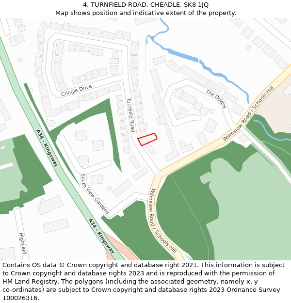 4, TURNFIELD ROAD, CHEADLE, SK8 1JQ: Location map and indicative extent of plot