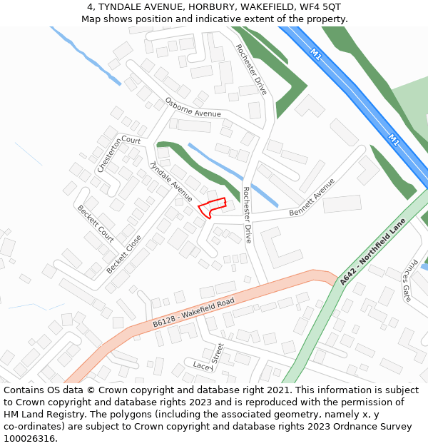 4, TYNDALE AVENUE, HORBURY, WAKEFIELD, WF4 5QT: Location map and indicative extent of plot