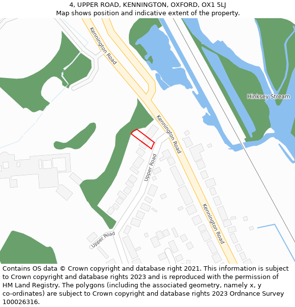 4, UPPER ROAD, KENNINGTON, OXFORD, OX1 5LJ: Location map and indicative extent of plot