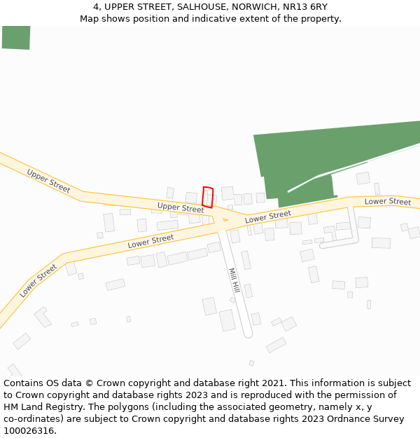 4, UPPER STREET, SALHOUSE, NORWICH, NR13 6RY: Location map and indicative extent of plot