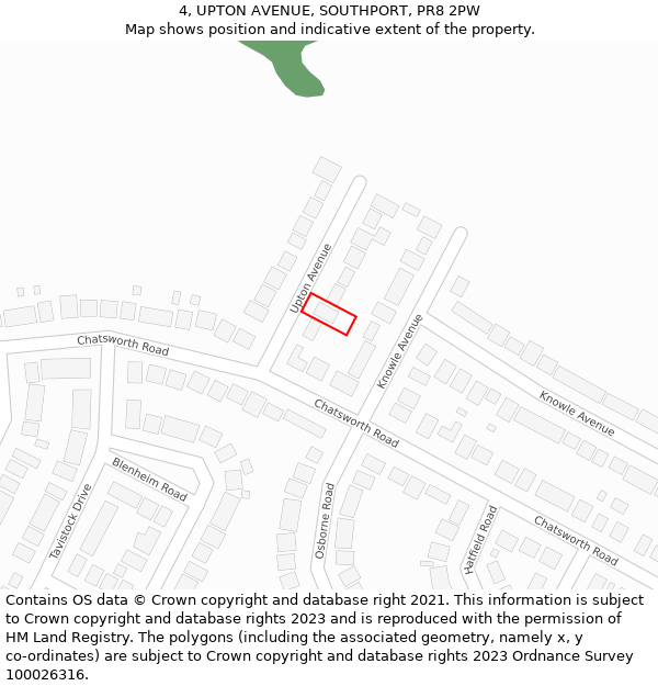 4, UPTON AVENUE, SOUTHPORT, PR8 2PW: Location map and indicative extent of plot