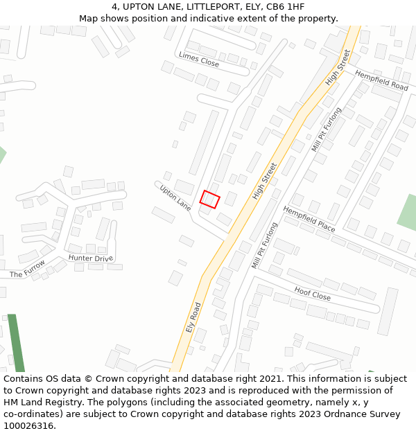 4, UPTON LANE, LITTLEPORT, ELY, CB6 1HF: Location map and indicative extent of plot