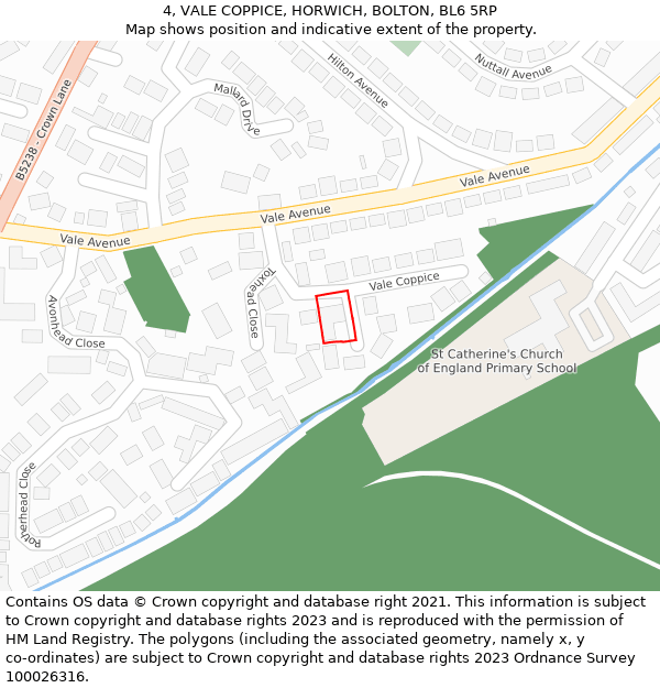 4, VALE COPPICE, HORWICH, BOLTON, BL6 5RP: Location map and indicative extent of plot