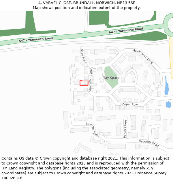 4, VARVEL CLOSE, BRUNDALL, NORWICH, NR13 5SF: Location map and indicative extent of plot