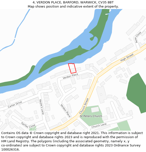 4, VERDON PLACE, BARFORD, WARWICK, CV35 8BT: Location map and indicative extent of plot