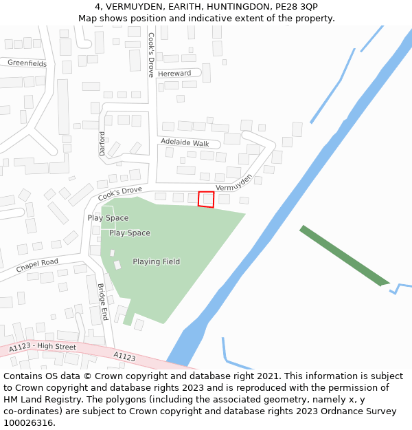 4, VERMUYDEN, EARITH, HUNTINGDON, PE28 3QP: Location map and indicative extent of plot