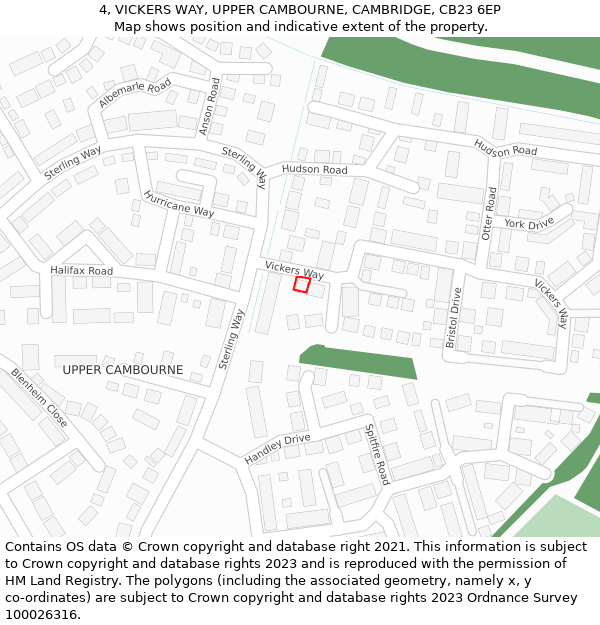 4, VICKERS WAY, UPPER CAMBOURNE, CAMBRIDGE, CB23 6EP: Location map and indicative extent of plot