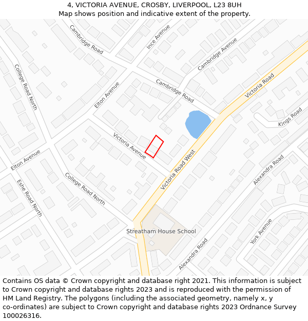 4, VICTORIA AVENUE, CROSBY, LIVERPOOL, L23 8UH: Location map and indicative extent of plot
