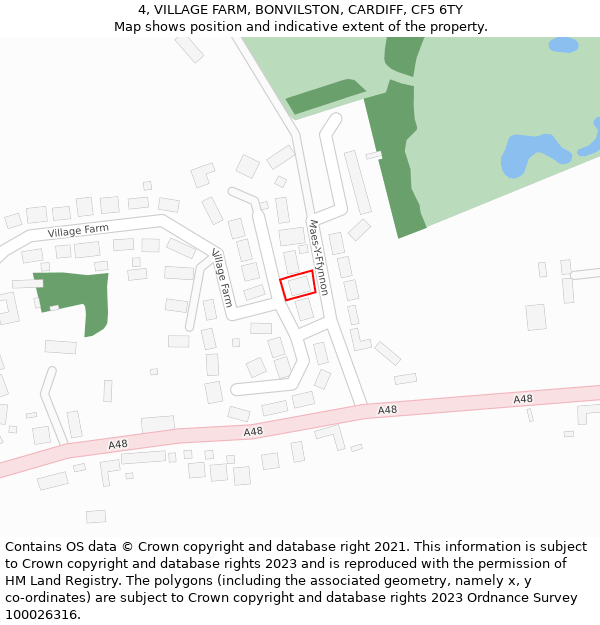 4, VILLAGE FARM, BONVILSTON, CARDIFF, CF5 6TY: Location map and indicative extent of plot