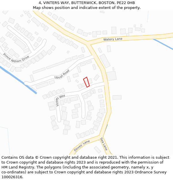 4, VINTERS WAY, BUTTERWICK, BOSTON, PE22 0HB: Location map and indicative extent of plot