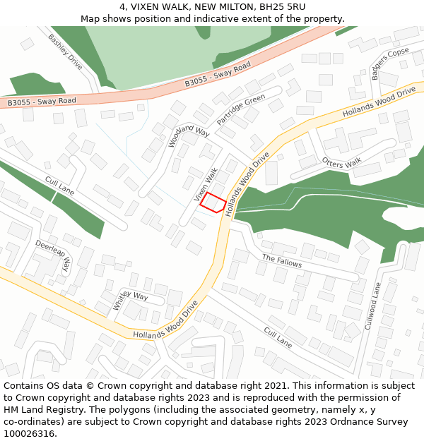 4, VIXEN WALK, NEW MILTON, BH25 5RU: Location map and indicative extent of plot