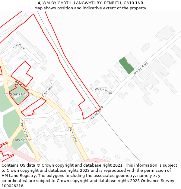 4, WALBY GARTH, LANGWATHBY, PENRITH, CA10 1NR: Location map and indicative extent of plot