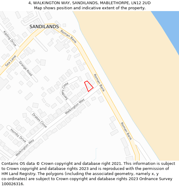 4, WALKINGTON WAY, SANDILANDS, MABLETHORPE, LN12 2UD: Location map and indicative extent of plot