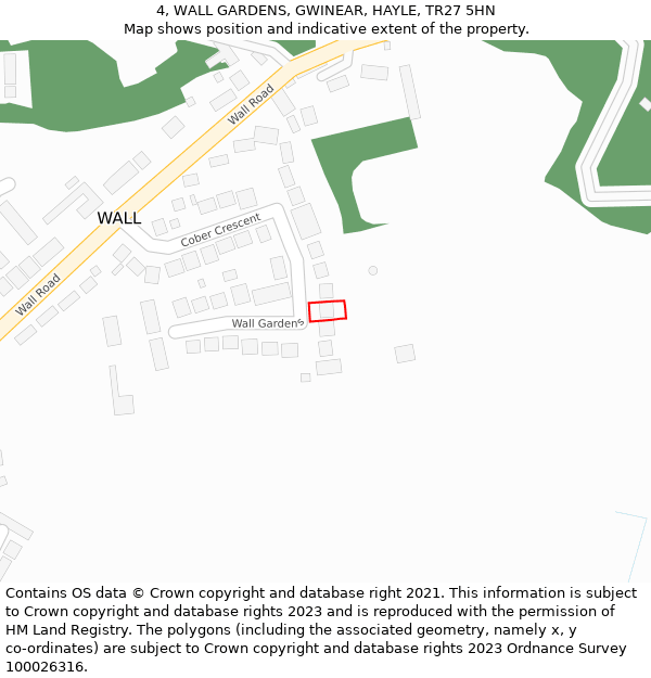 4, WALL GARDENS, GWINEAR, HAYLE, TR27 5HN: Location map and indicative extent of plot