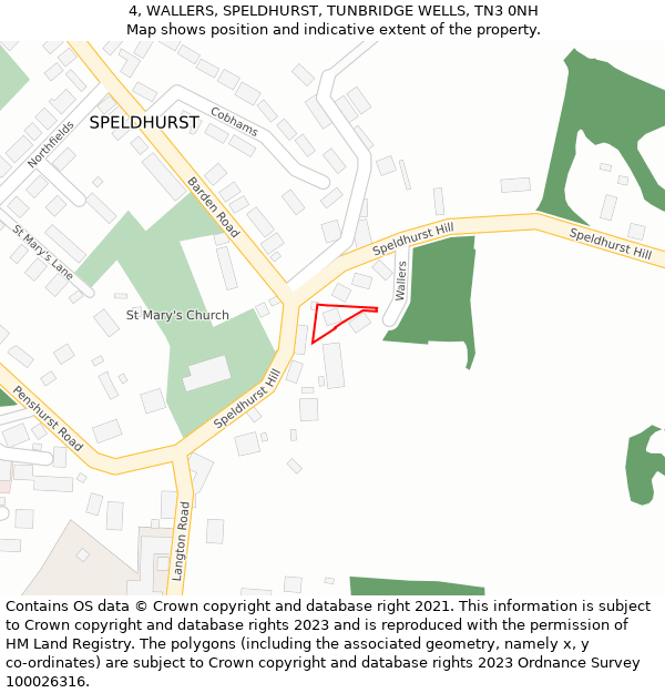 4, WALLERS, SPELDHURST, TUNBRIDGE WELLS, TN3 0NH: Location map and indicative extent of plot