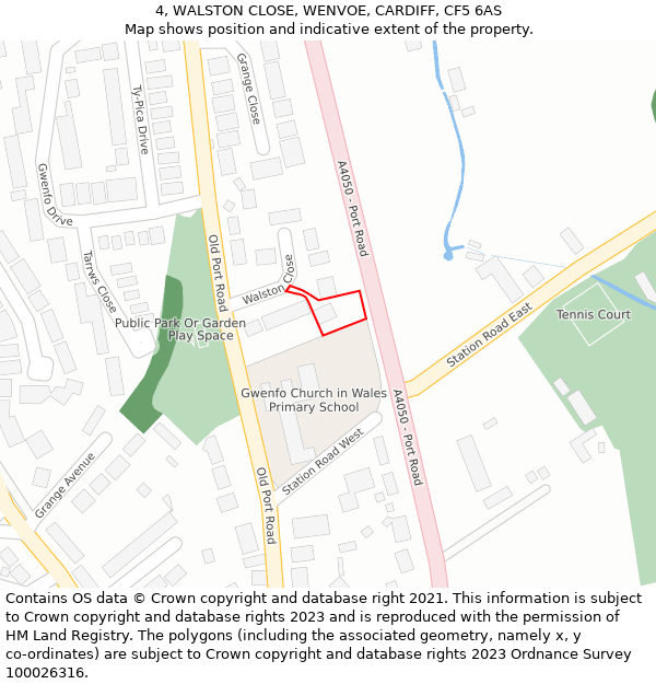 4, WALSTON CLOSE, WENVOE, CARDIFF, CF5 6AS: Location map and indicative extent of plot