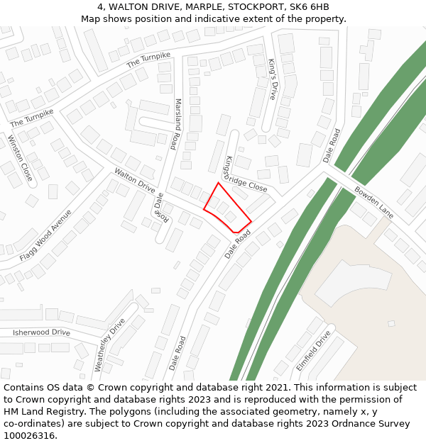 4, WALTON DRIVE, MARPLE, STOCKPORT, SK6 6HB: Location map and indicative extent of plot