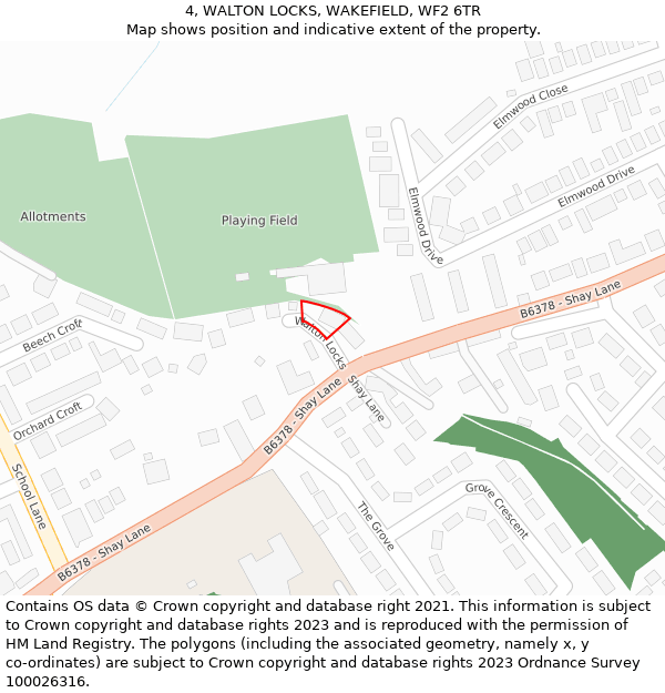 4, WALTON LOCKS, WAKEFIELD, WF2 6TR: Location map and indicative extent of plot