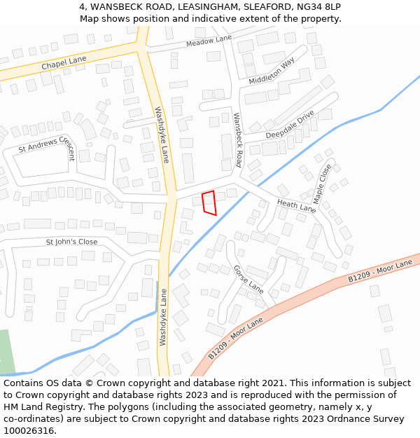 4, WANSBECK ROAD, LEASINGHAM, SLEAFORD, NG34 8LP: Location map and indicative extent of plot