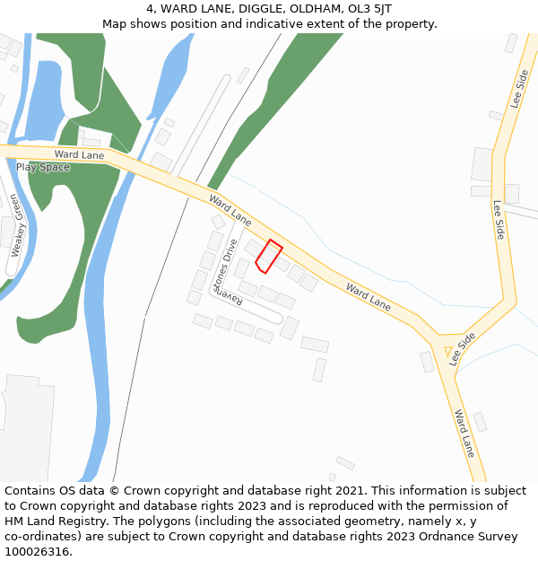 4, WARD LANE, DIGGLE, OLDHAM, OL3 5JT: Location map and indicative extent of plot