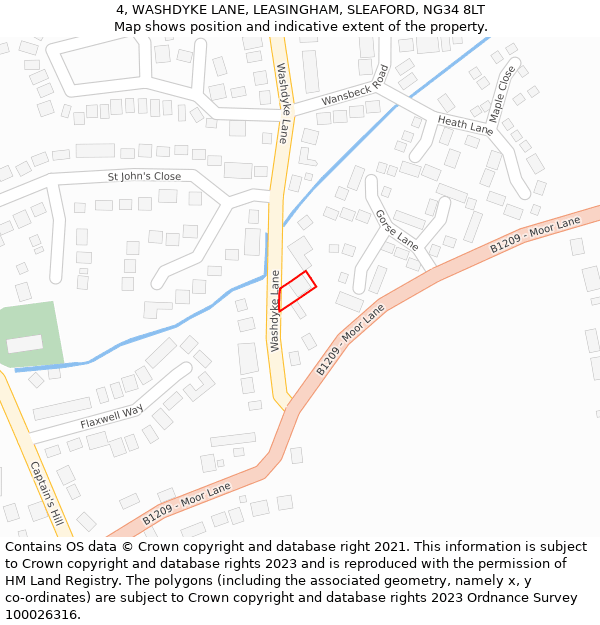 4, WASHDYKE LANE, LEASINGHAM, SLEAFORD, NG34 8LT: Location map and indicative extent of plot