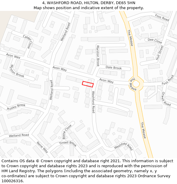 4, WASHFORD ROAD, HILTON, DERBY, DE65 5HN: Location map and indicative extent of plot