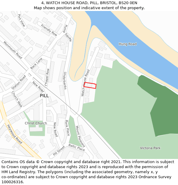 4, WATCH HOUSE ROAD, PILL, BRISTOL, BS20 0EN: Location map and indicative extent of plot