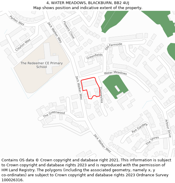 4, WATER MEADOWS, BLACKBURN, BB2 4UJ: Location map and indicative extent of plot