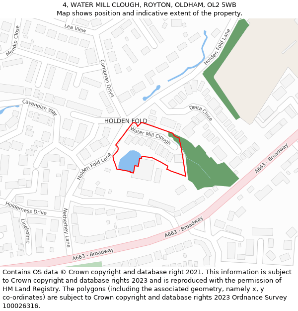 4, WATER MILL CLOUGH, ROYTON, OLDHAM, OL2 5WB: Location map and indicative extent of plot