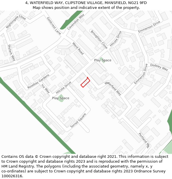 4, WATERFIELD WAY, CLIPSTONE VILLAGE, MANSFIELD, NG21 9FD: Location map and indicative extent of plot