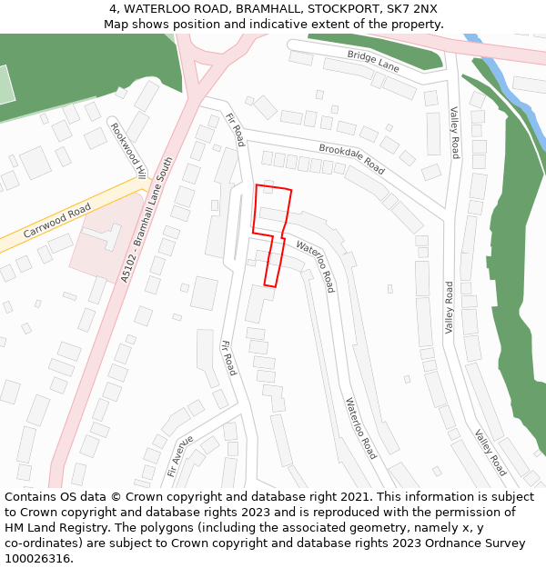 4, WATERLOO ROAD, BRAMHALL, STOCKPORT, SK7 2NX: Location map and indicative extent of plot