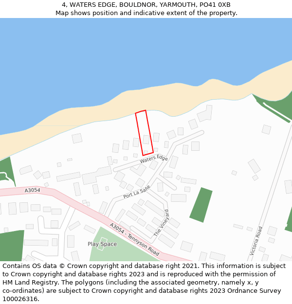 4, WATERS EDGE, BOULDNOR, YARMOUTH, PO41 0XB: Location map and indicative extent of plot