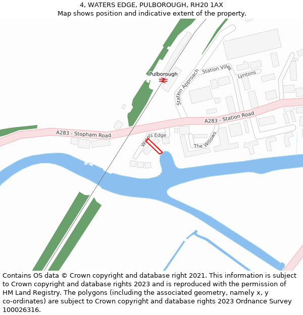 4, WATERS EDGE, PULBOROUGH, RH20 1AX: Location map and indicative extent of plot