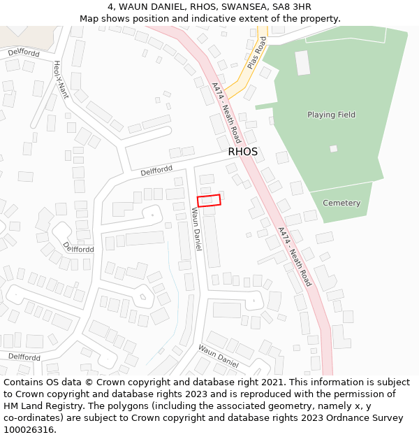 4, WAUN DANIEL, RHOS, SWANSEA, SA8 3HR: Location map and indicative extent of plot