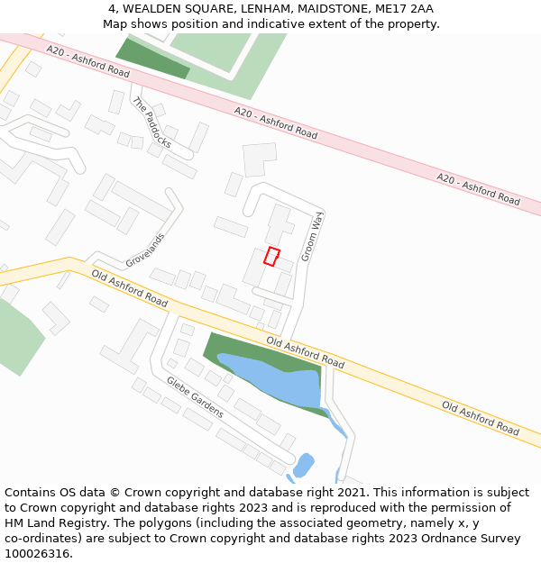 4, WEALDEN SQUARE, LENHAM, MAIDSTONE, ME17 2AA: Location map and indicative extent of plot