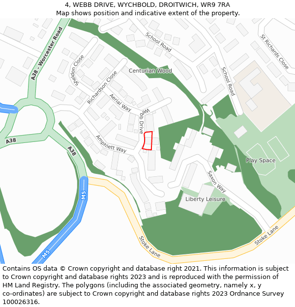 4, WEBB DRIVE, WYCHBOLD, DROITWICH, WR9 7RA: Location map and indicative extent of plot