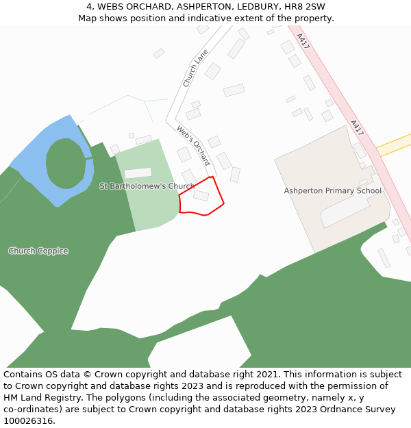 4, WEBS ORCHARD, ASHPERTON, LEDBURY, HR8 2SW: Location map and indicative extent of plot