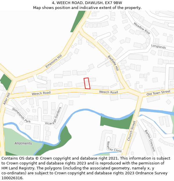 4, WEECH ROAD, DAWLISH, EX7 9BW: Location map and indicative extent of plot