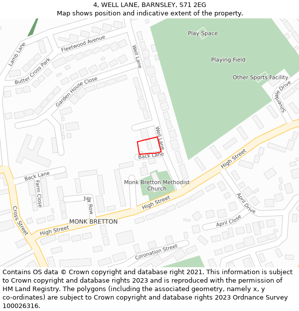 4, WELL LANE, BARNSLEY, S71 2EG: Location map and indicative extent of plot