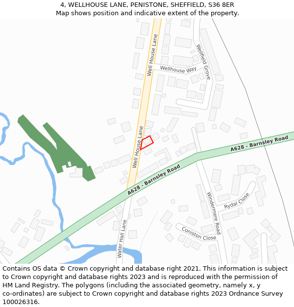 4, WELLHOUSE LANE, PENISTONE, SHEFFIELD, S36 8ER: Location map and indicative extent of plot