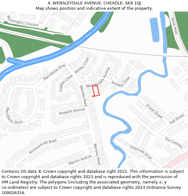 4, WENSLEYDALE AVENUE, CHEADLE, SK8 1QJ: Location map and indicative extent of plot