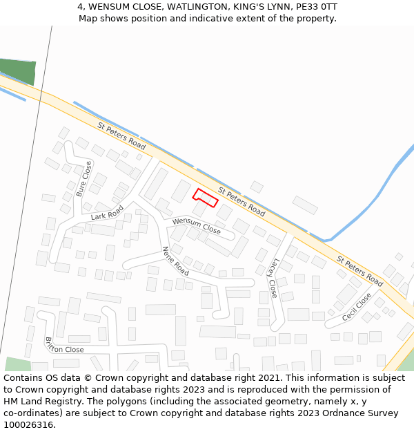 4, WENSUM CLOSE, WATLINGTON, KING'S LYNN, PE33 0TT: Location map and indicative extent of plot