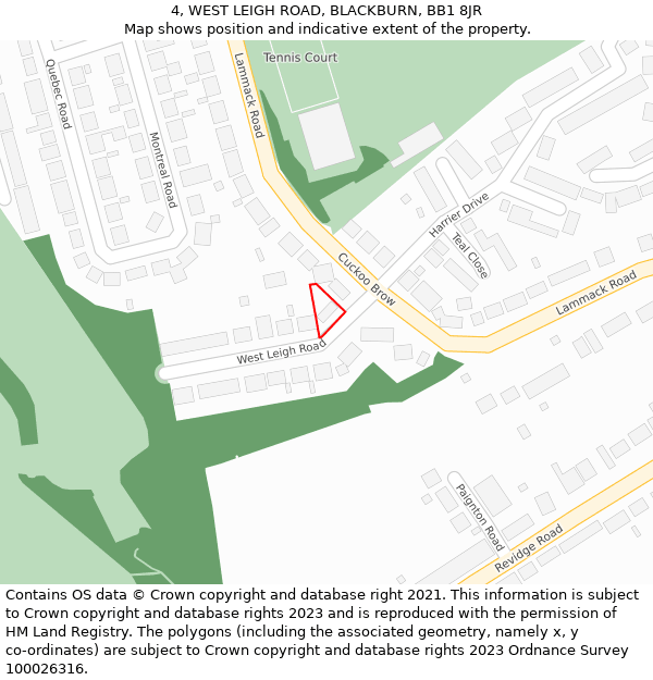 4, WEST LEIGH ROAD, BLACKBURN, BB1 8JR: Location map and indicative extent of plot