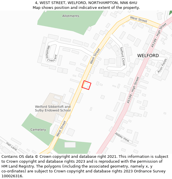 4, WEST STREET, WELFORD, NORTHAMPTON, NN6 6HU: Location map and indicative extent of plot