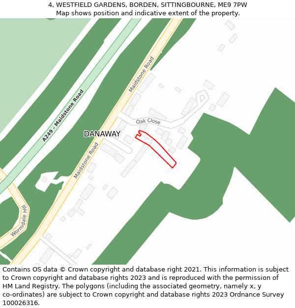 4, WESTFIELD GARDENS, BORDEN, SITTINGBOURNE, ME9 7PW: Location map and indicative extent of plot